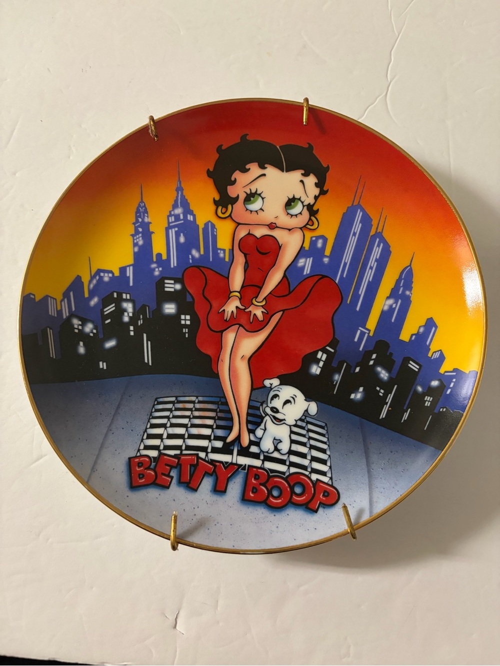Betty Boop Danbury Mint Blue Lettering Collectible Plate (White)with number